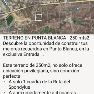 Hermoso terreno en Punta blanca