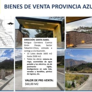 15 lotes. Antigua carretera cuenca girón pasaje, sector tobachiri chico AZUAY