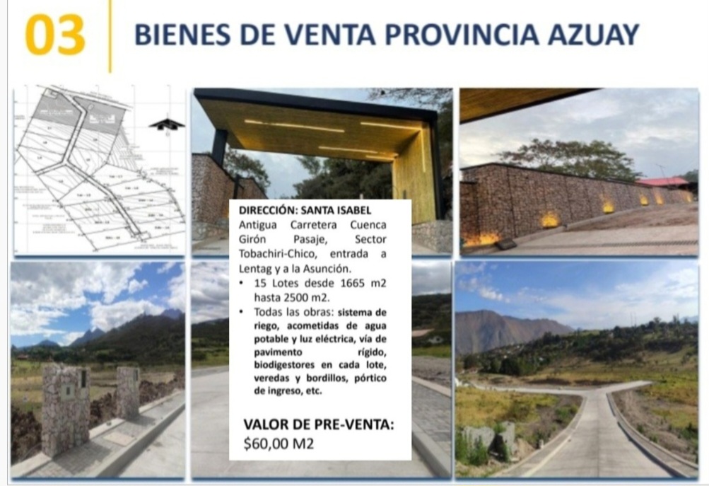 15 lotes. Antigua carretera cuenca girón pasaje, sector tobachiri chico AZUAY