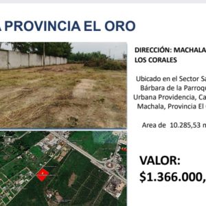 Terreno en MACHALA, 10285.53M2